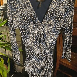 BCBGMaxAzria Navy and White Floral Dress